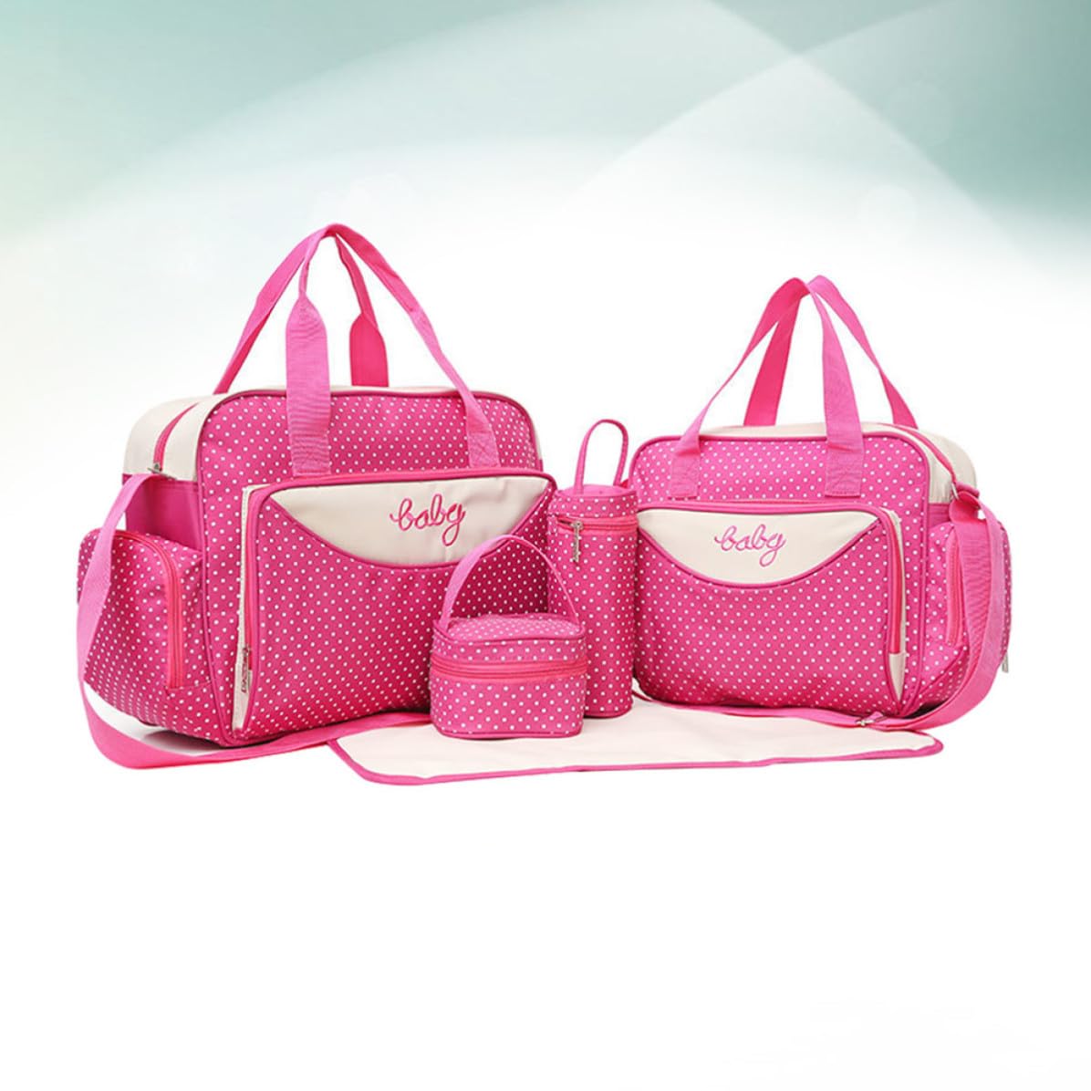 Set 5 Pezzi Sacchetti Corredino Ospedale Mamma Borsa Multifunzione Grande Capacità Tessuto Leggero per Uso Quotidiano