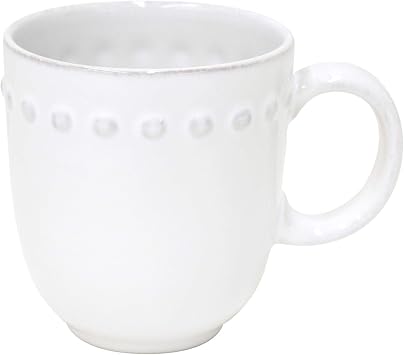 Costa Nova Ceramic Stoneware 12.5 oz. Mug - Pearl Collection, White | Microwave & Dishwasher Safe Dinnerware | Food Safe Glazing | Restaurant Quality Drinkware