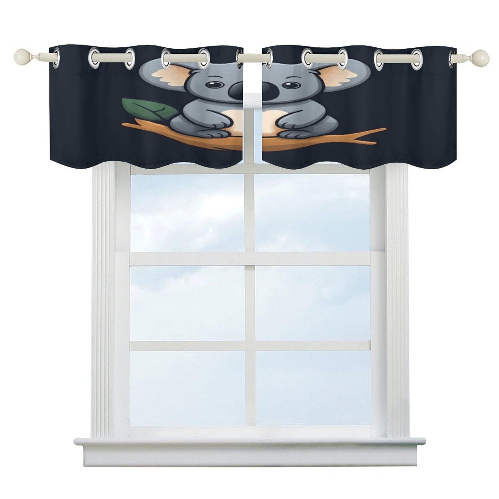 Fekiloot Style Koala In Tree Short Curtains Valance Curtain