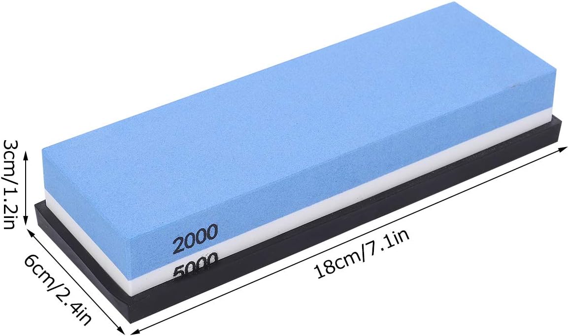 Whetstone Knife, Knife Sharpener, Kitchen Household DoubleSided Whetstone with Base 2000 + 5000 Mesh,Coarse Grinding and Fine Grinding