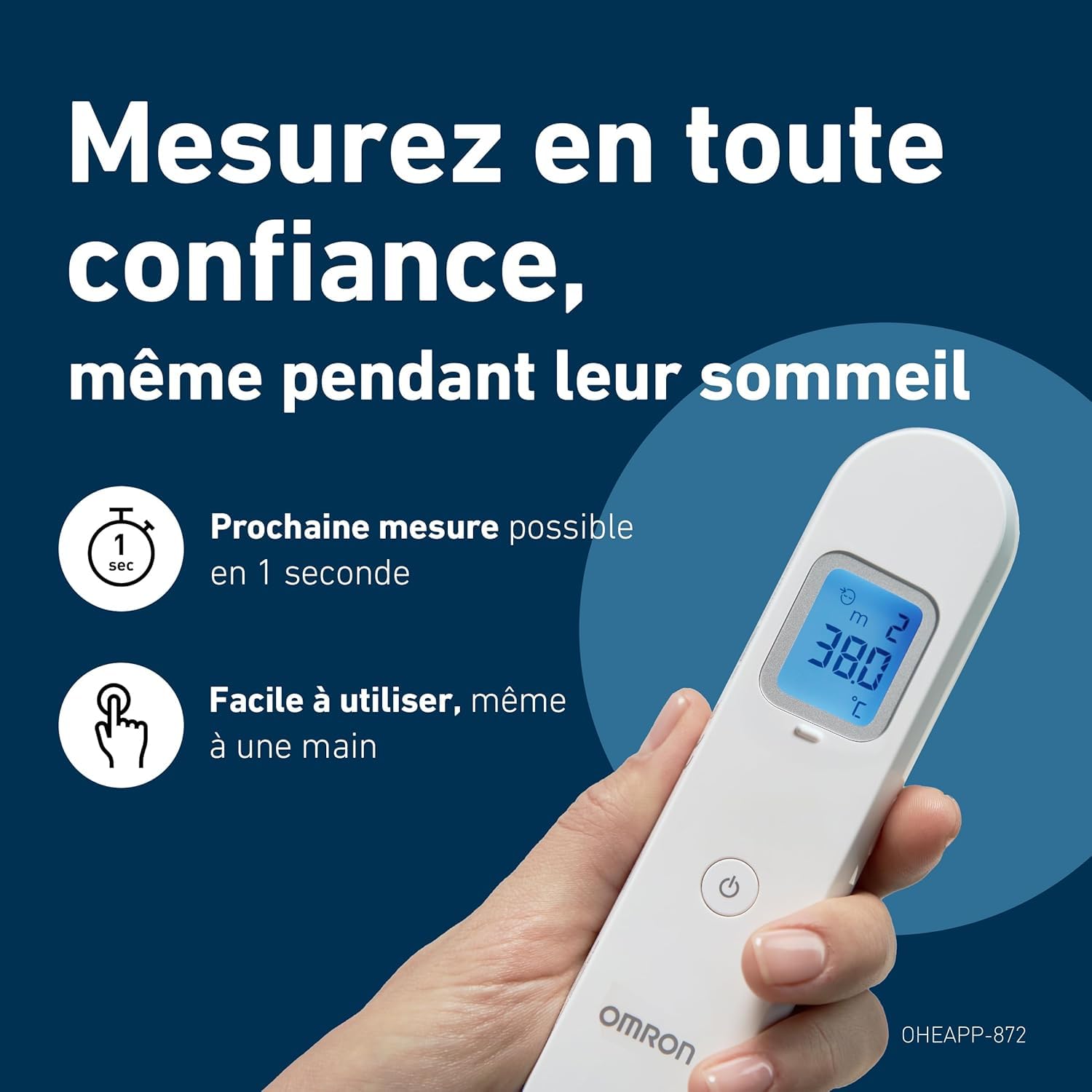 OMRON Gentle Temp 730 – Thermomètre frontal infrarouge pour bébés, enfants et adultes – Thermomètre sans contact avec capteur de distance – Mesure précise en 1 seconde