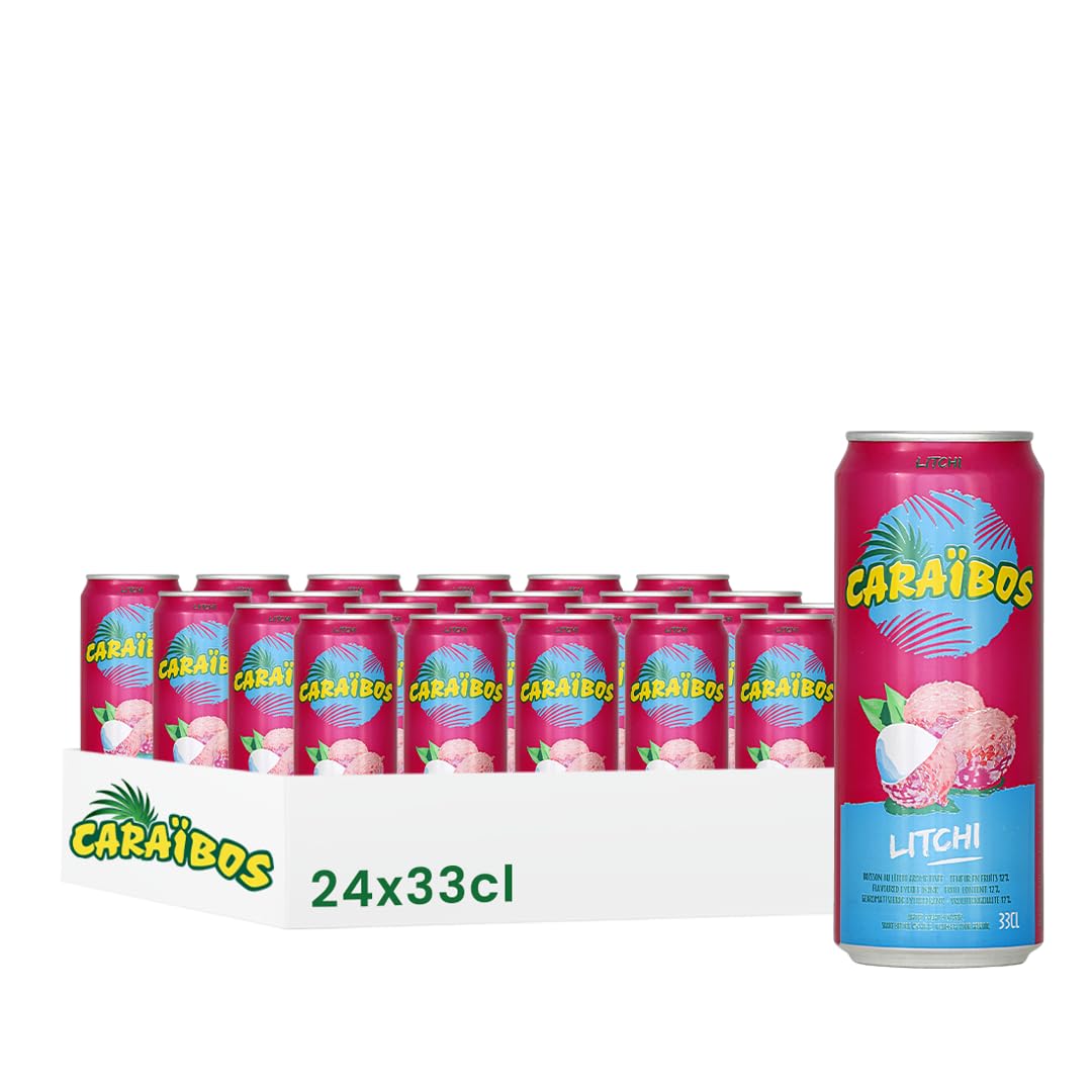 Caraïbos Boisson Saveur Litchi, Canette 33cl, Lot de 24