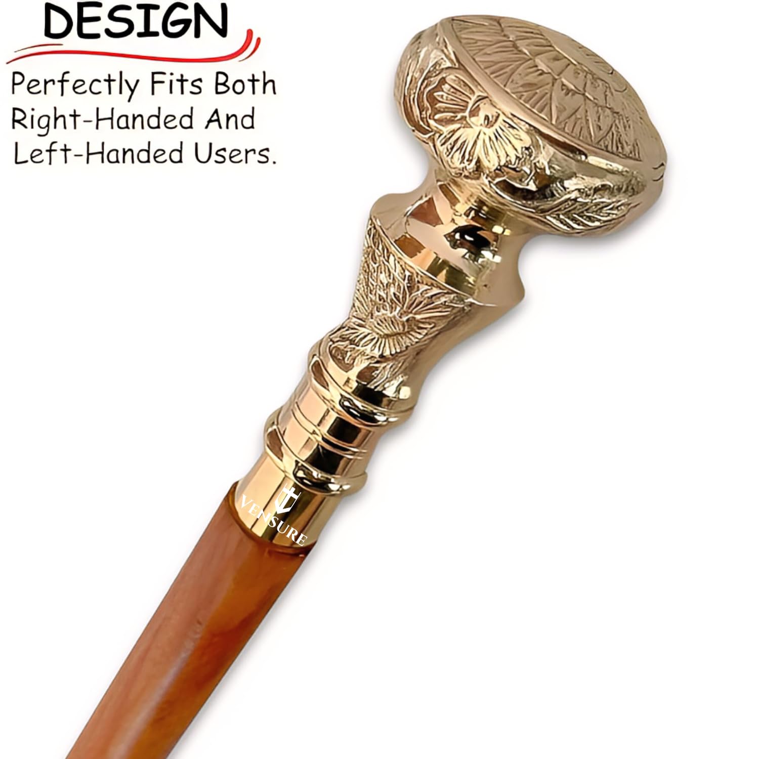 Bastón plegable de latón con mango victoriano, telescopio victoriano [36 pulgadas], bastón de madera para regalo para hombres y mujeres, VNT-022
