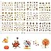 Fall Nail Stickers Halloween Thanksgiving Nail Art Accessories Decals 12 Sheets Maple Leaf Pumpkin Turkey Water Transfer Nail Art Stickers for Women Girls Kids DIY Thanksgiving Day Decorations