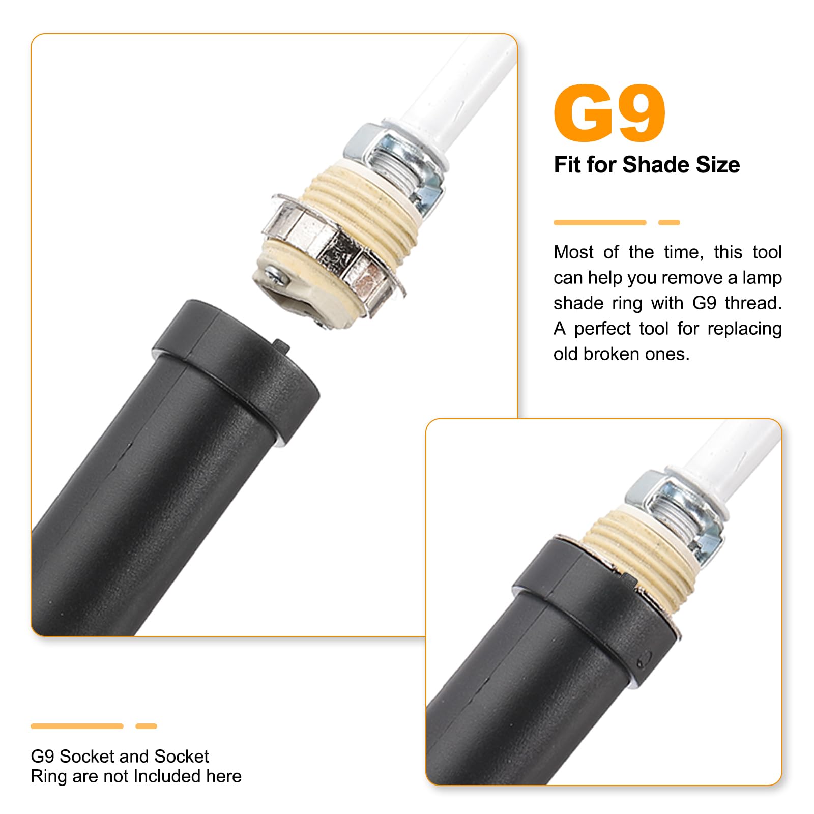 Kit Anelli Portalampada G9 Con Strumento Di Rimozione - 5 Pezzi Bianchi Per Lampade Da Tavolo E Sospensioni - Foto 5