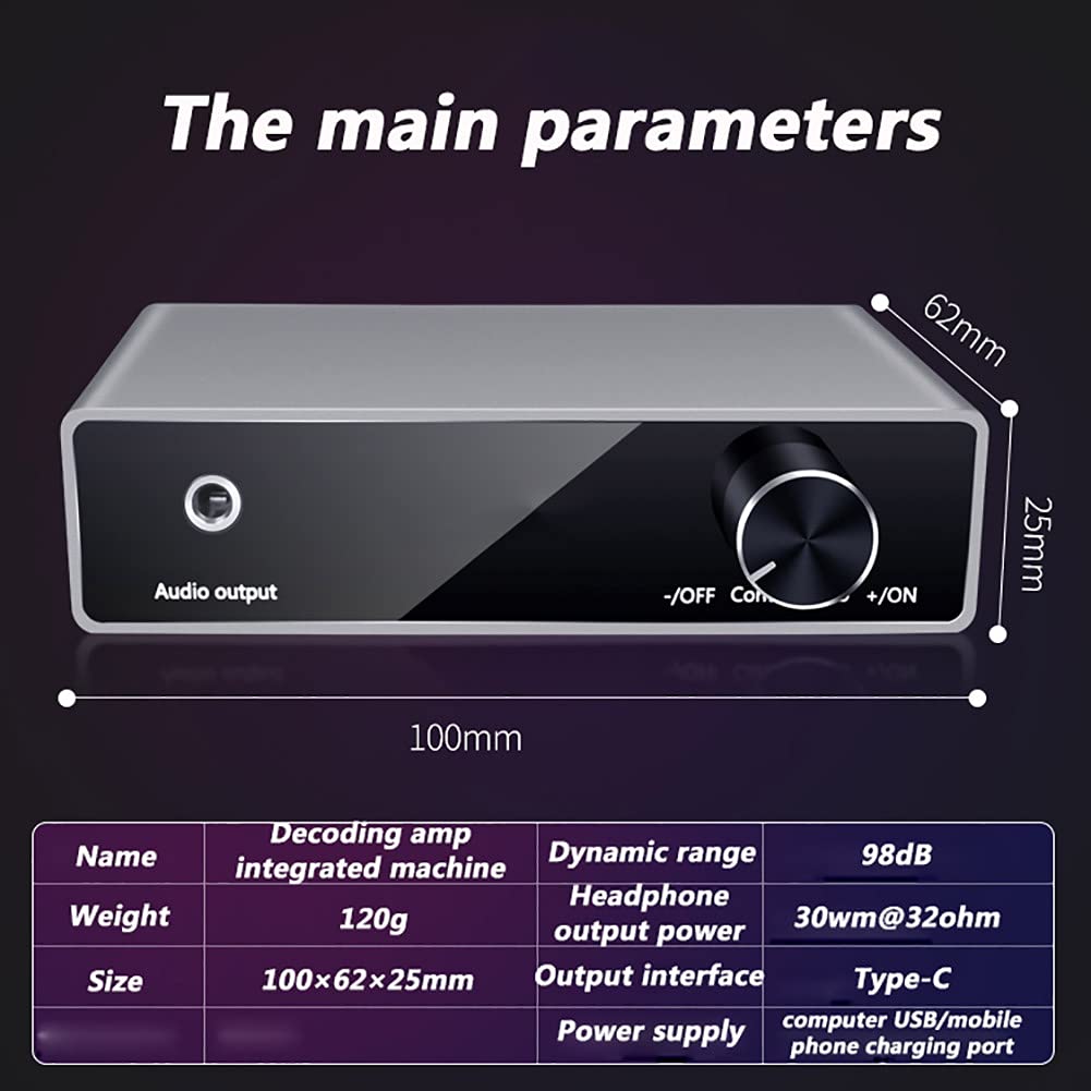 RSGK Dekoder audio DAC, zaawansowany stacjonarny konwerter cyfrowo-analogowy i wzmacniacz słuchawkowy, zasilany przez USB, odpowiedni do różnych urządzeń cyfrowych