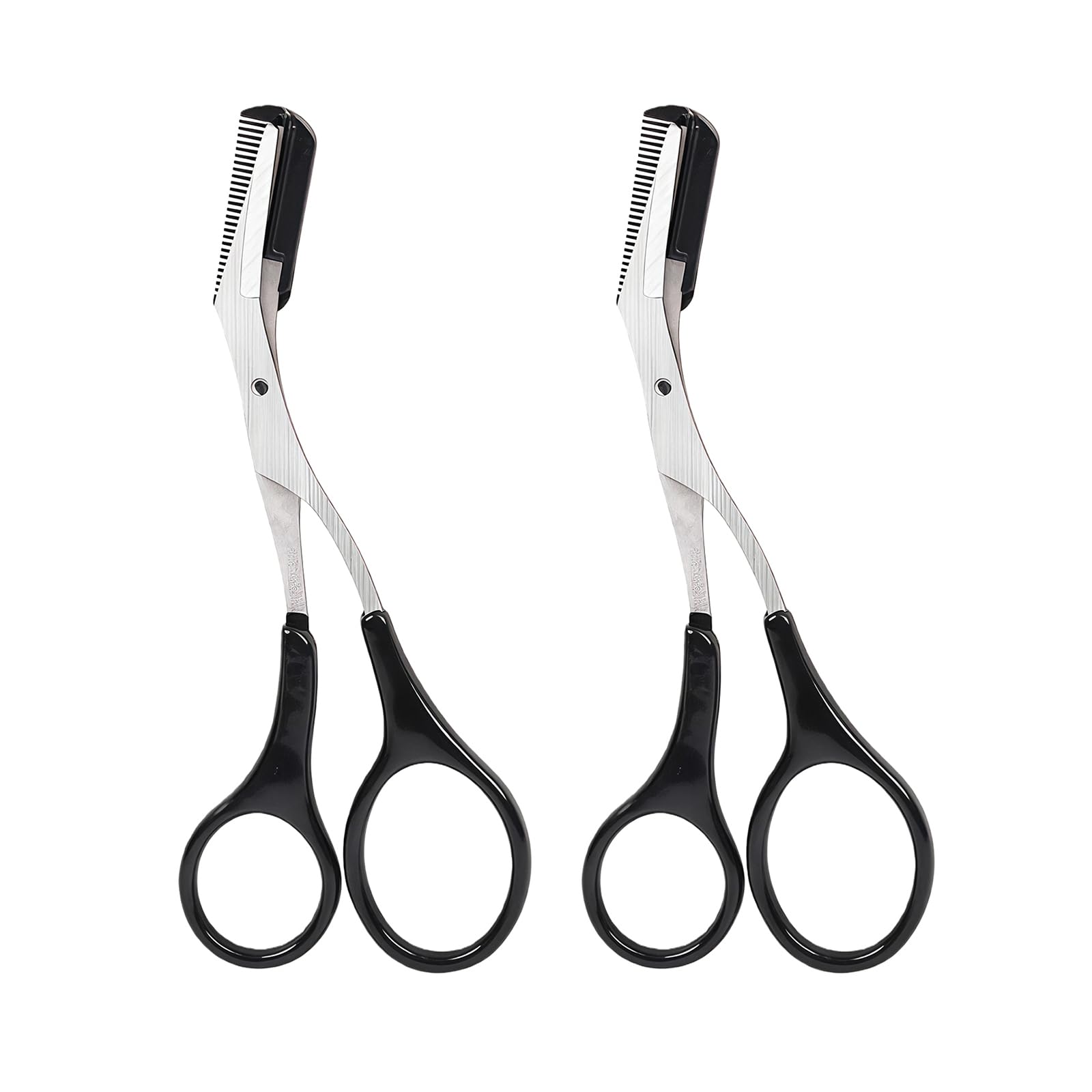 2PCS Black Eyebrow Scissors with Comb, Professional Unisex Eyebrow Trimmer Kit, Comfort Non-Slip Finger Grips, Precision Shaping Tool for Beginners & Home Grooming-image-41