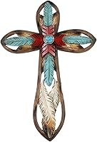 Vista 7 de Ebros Gift Colorido rústico suroeste nativo indio atrapasueños plumas de águila con roca turquesa decoración cruz pared placa 12.75 pulgadas de alto