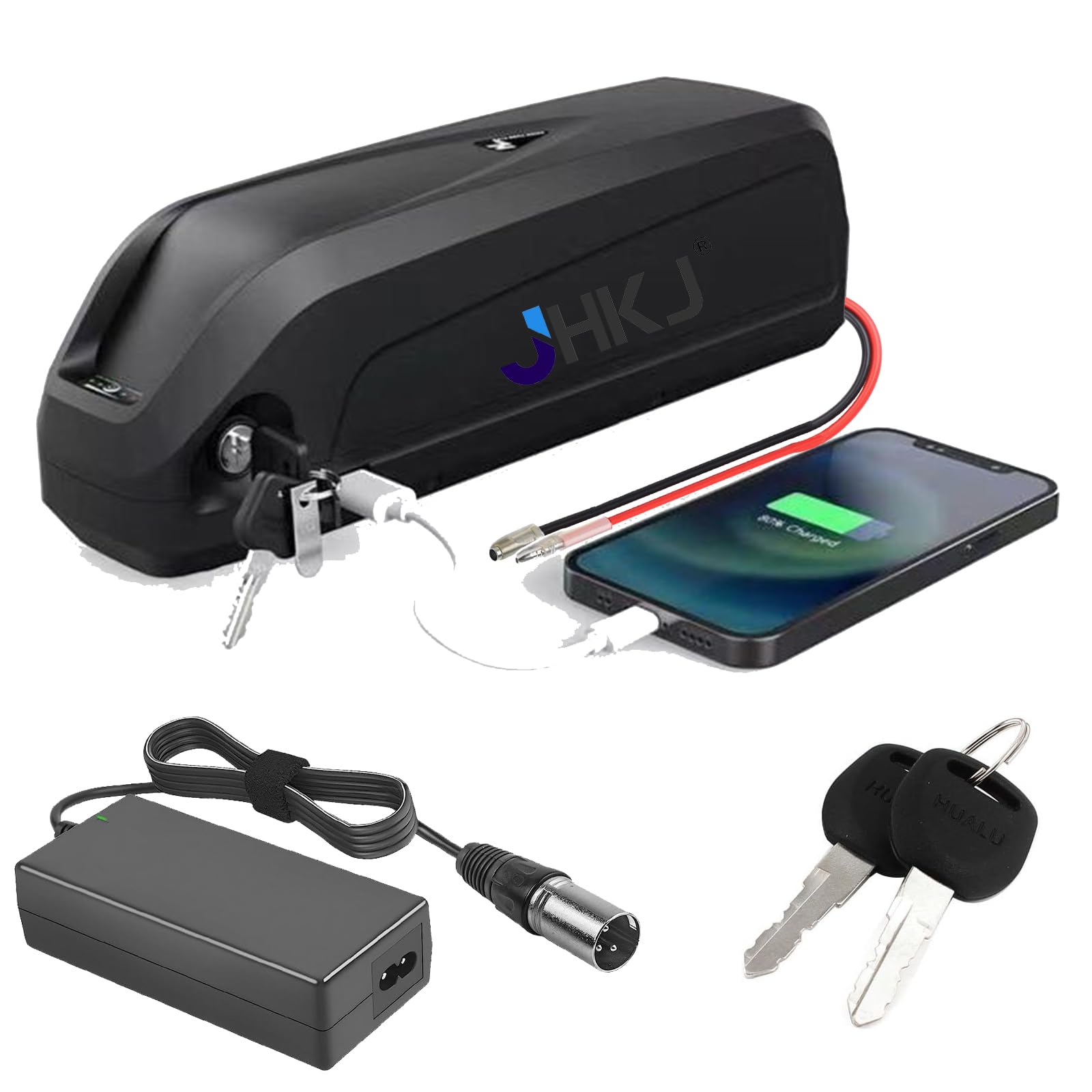 Akumulator litowy 36 V 48 V 52 V Akumulator litowo-jonowy 13 Ah 15 Ah 17 Ah 19,2 Ah Akumulator dolny do zestawów silników 500 W 750 W 1000 W z portem USB i ładowarką