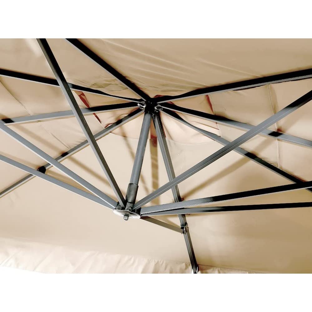 Mediawave Store - Ombrellone Rettangolare RIMINI Telo 3x4mt Ecrù con Braccio Decentrato Retrattile, Telo Ombreggiante Protezione Raggi UV, Ombrellone per Giardino e Terrazzo, Esterni