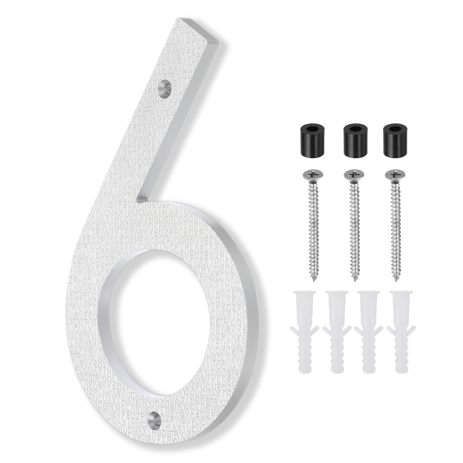 PATIKIL 10 Inch House Number, House Address Numbers Sign Large Floating Modern with Screws for Outside Door Wall Street Silver, 6