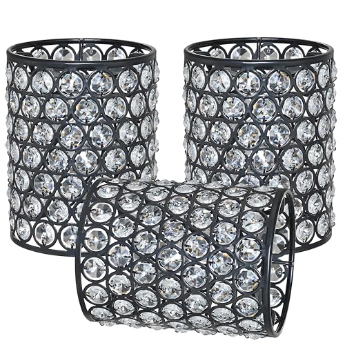 Image of 3 Pack Crystal Replacement Covers Metal Shade Pendant Ceiling Chandelier Wall Sconce Lamp Black Fixture