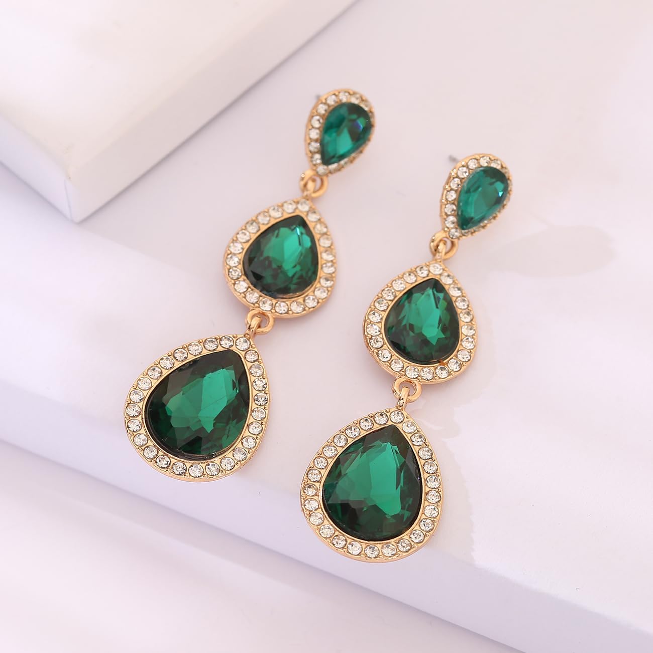 Vintage Rhinestone Teardrop Dangle Earrings Long Dangling Drop Earrings Crystal Chandelier Earrings for Women Wedding Bridal Prom - Image 8