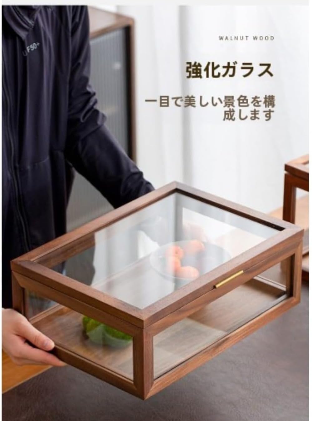 Amazon.co.jp: IWEJ 木製ガラス展示ケース 収納ボックス 透明強化