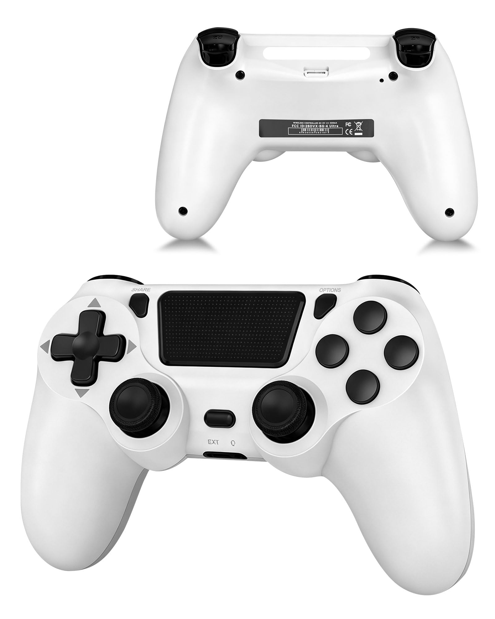 Mando Inalámbrico PS4, Controlador 6 Ejes con Turbo, Panel Táctil, Blanco | Giroscopio preciso, batería 1000mAh, agarre ergonómico, conexión estable, uso gaming avanzado diseño