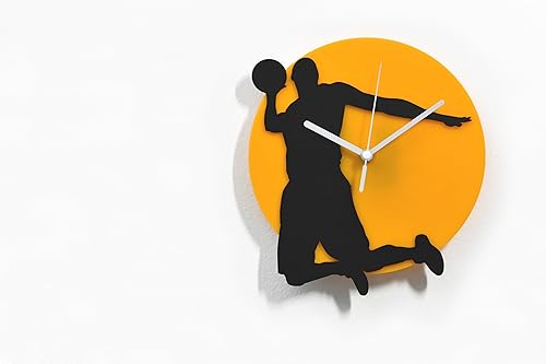 Basketball Player Silhouette Wall Clock - Yellow & Black Silhouette - Basketball Gift - Sport Decor - Sport Theme - Kids Room Decor