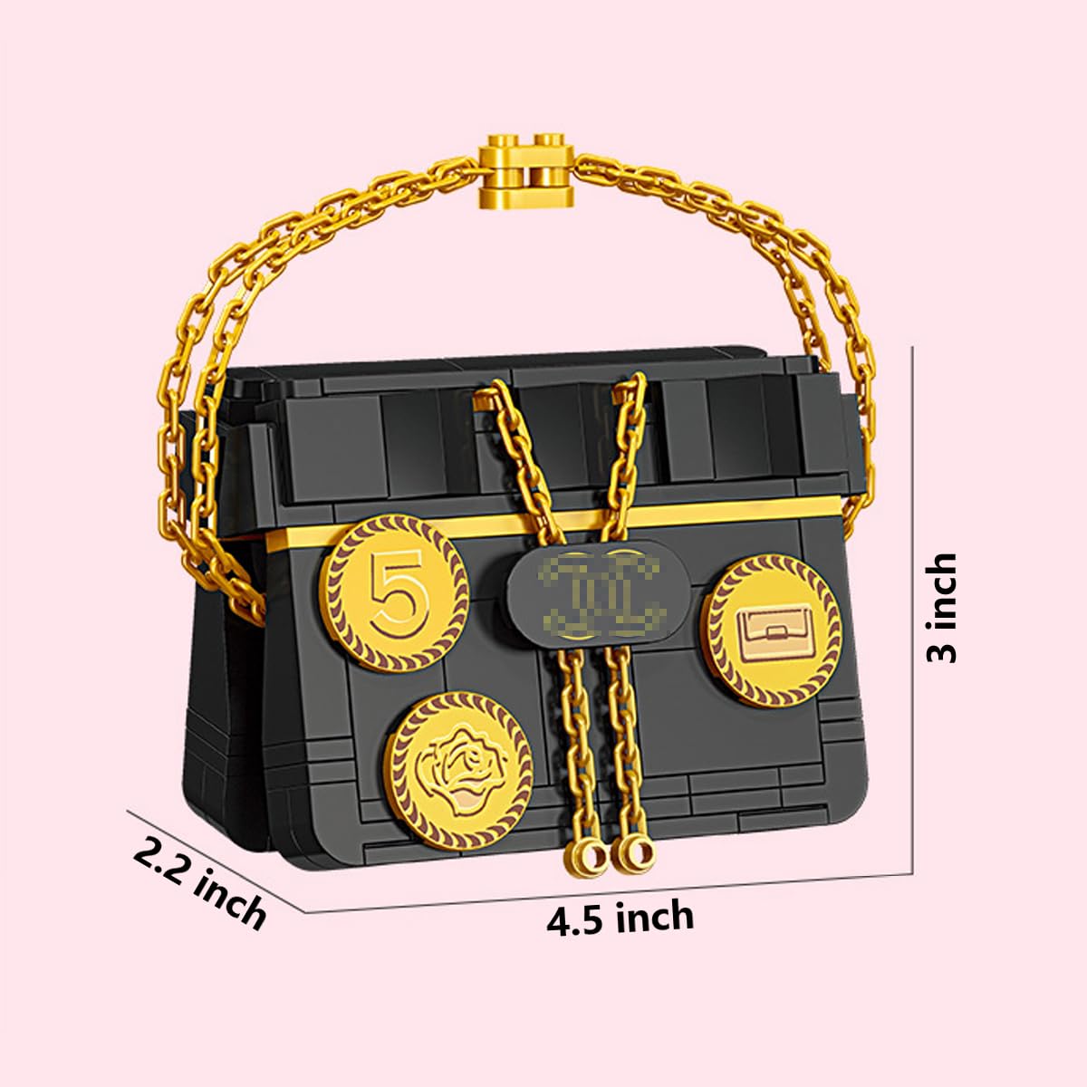 Fuwraixis Women Bag Building Block Toys,DIY Building Block Toys,Collectible Gifts for Girls,169 Blocks, Beige - Image 2