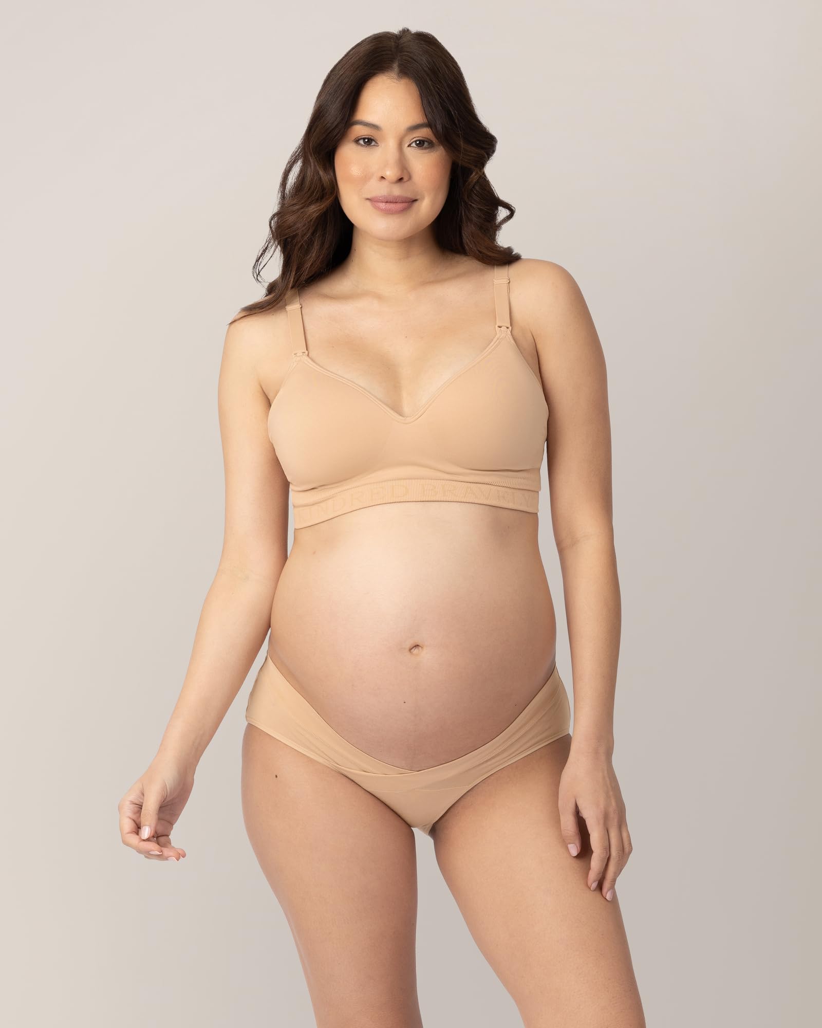 Kindred Bravely Under the Bump Bikini Maternity Underwear for Pregnancy, Black/Beige, Large