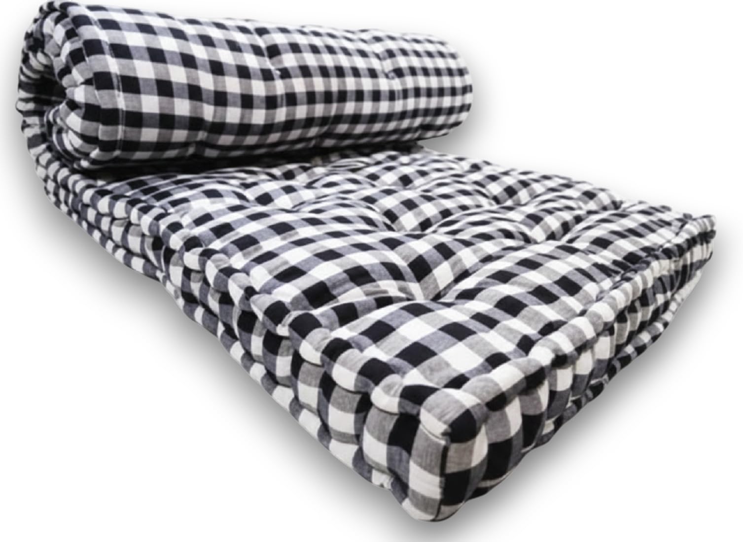 5 INCH King Size Cotton Mattress Breathable, Comfort and Support, Durable, Seasons, Ideal for Sensitive Skin Black and White Checkerd (L x W: 72 inch x 72 inch)