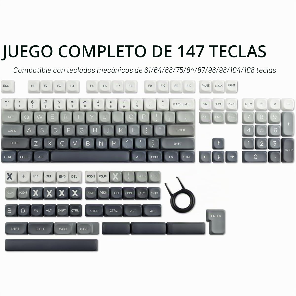 Teclas PBT de 146 teclas de perfil MOA de doble disparo, teclas de sublimación de tinte degradado, teclas personalizadas para interruptores Cherry MX ISO/ANSI UK Layout teclados mecánicos