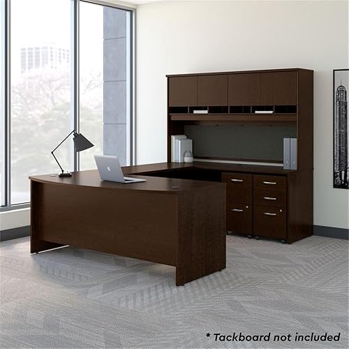 Miniatura 9 de Bush Business Furniture Escritorio en forma de U con lazo frontal de 72 W con gabinete y almacenamiento en Hansen Cherry