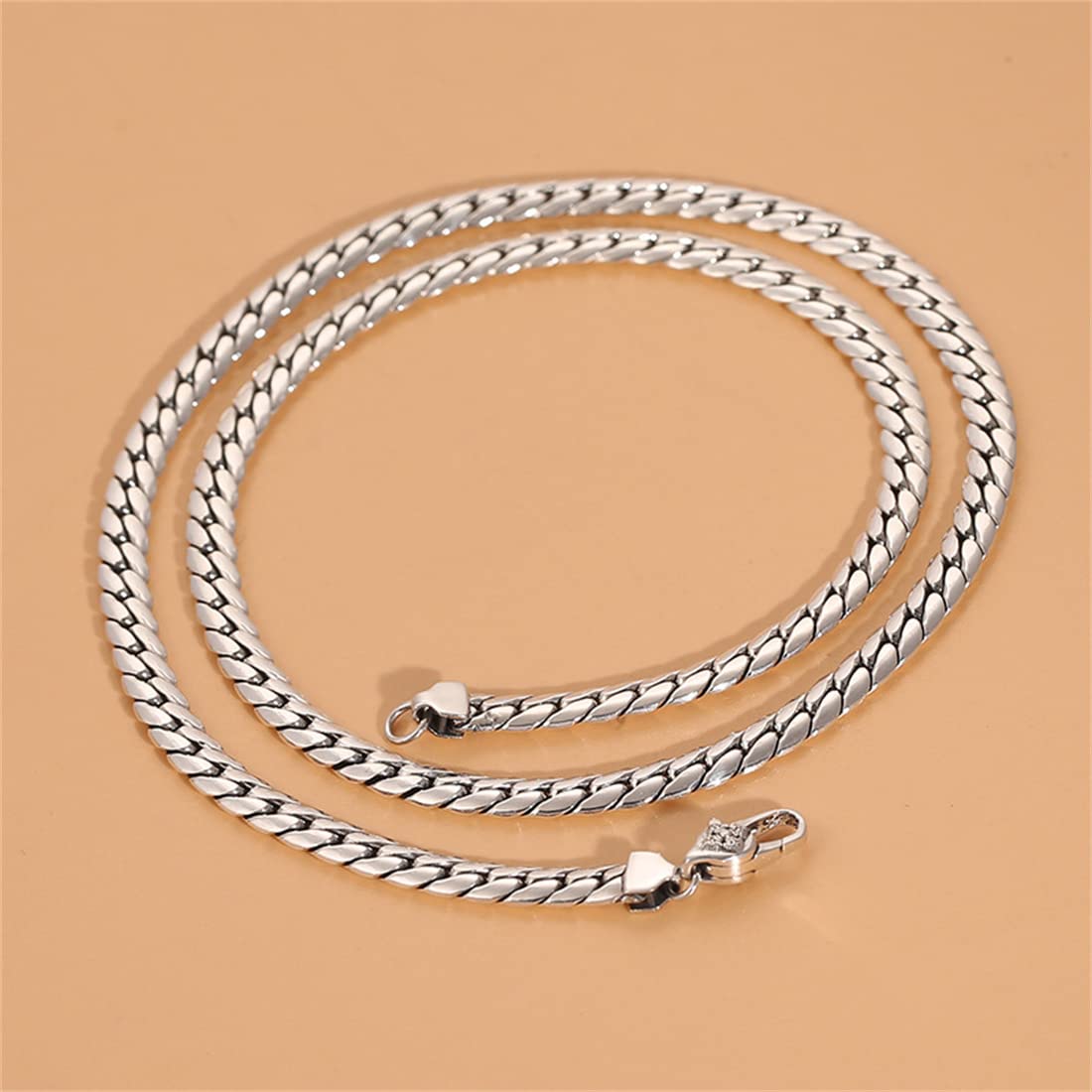 MęSki KubańSki łAńCuszek Srebrny Naszyjnik Gotycki S925 Srebrny KubańSki Naszyjnik BiżUteria Hip-Hopowa,Silver 5mm,50cm