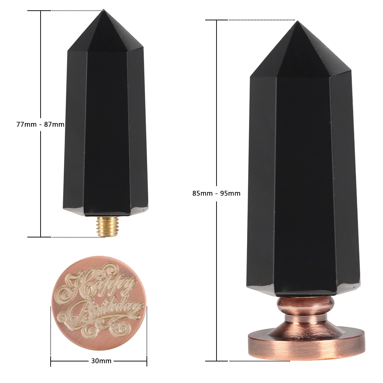 Amogeeli Faceted Rose Quartz Wax Seal Stamp For Crafts Envelope Wedding Invitations Gift Wrapping, Prism Crystal Point Stamp Handle With Removable Copper Stamp, Love