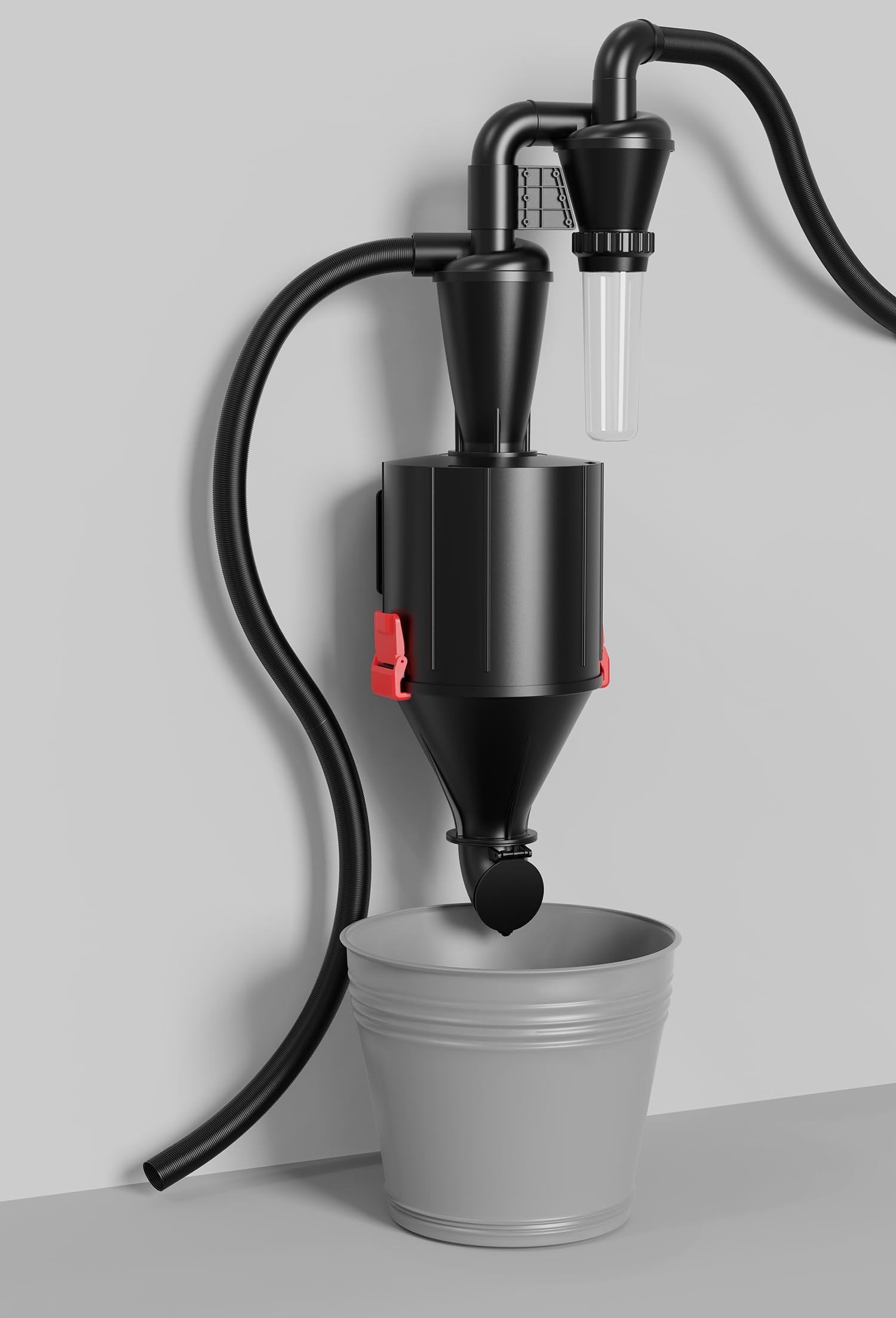 Doppelfilter Zyklon Staubsammler mit Doppelfunktion Eimer, kann an der Wand montiert oder als Eimer mit Rollen verwendet Werden 2 in1 Multifunktionaler Zyklon-Staubsaugerabscheider