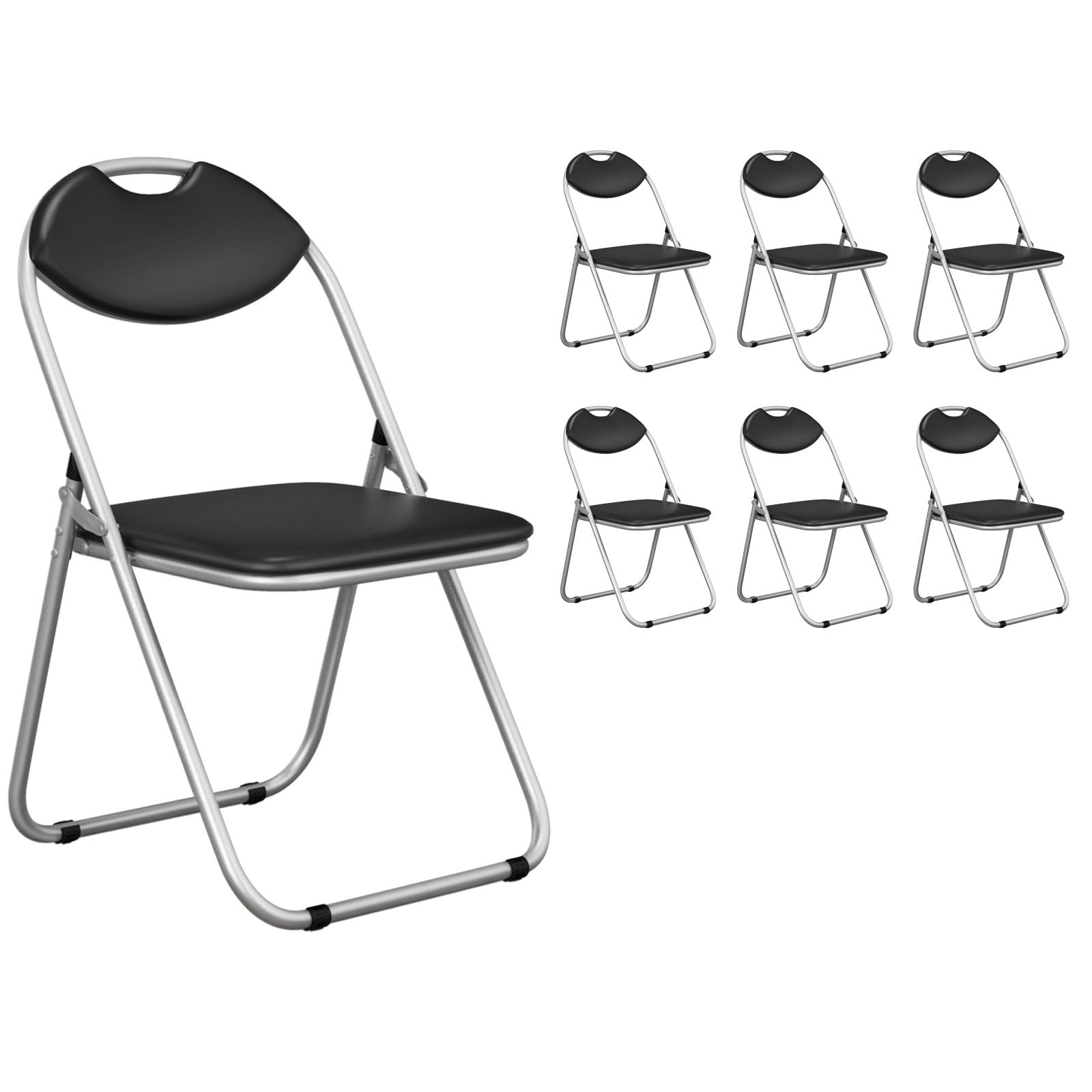 RELAX4LIFE Juego de 6 sillas plegables de escritorio con estructura de metal, asiento acolchado, silla de invitados plegable, soporta hasta 115 kg, silla de visitantes para bodas, banquetes, fiestas,