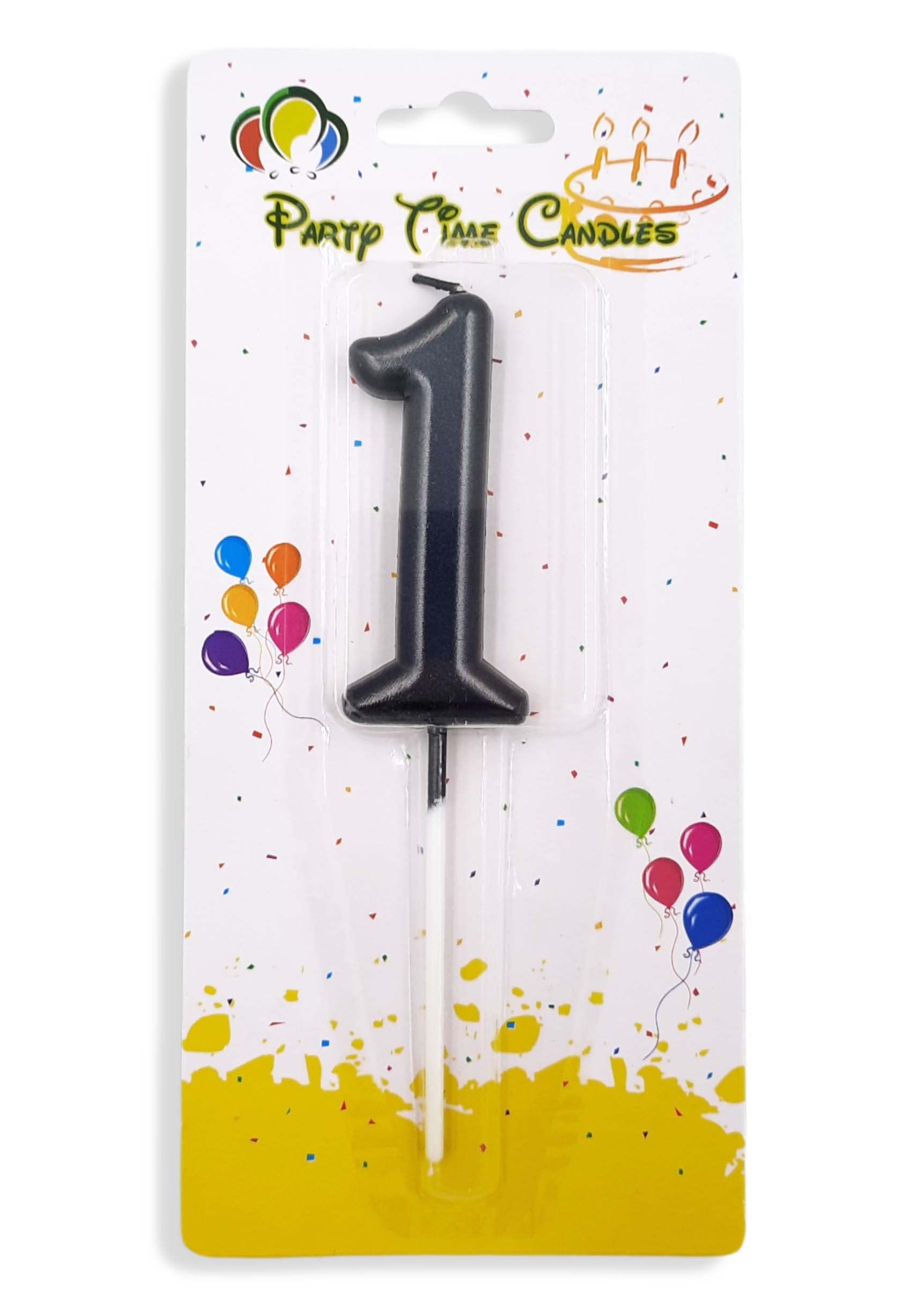 PARTY TIME#1 Black Birthday Number Candles, Matte Numeral Candles Cake Topper Decoration for Birthdays, Weddings, Reunions and Theme Party