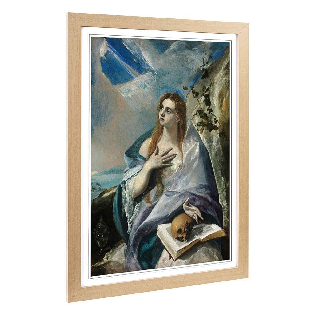 Big Box Art Framed Print of El Greco The Penitent Magdalene Design | Wall Art Picture | Home Decor for Kitchen, Living Room, Bedroom, Hallway, Oak, A2 / 24.5x18 Inch / 62x45cm