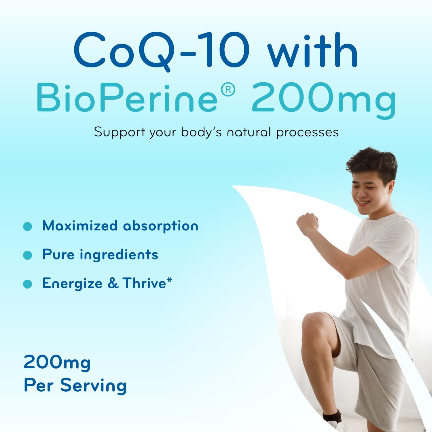 CoQ10 200mg with BioPerine - Enhanced Absorption Coenzyme Q10 200mg Potent Antioxidant for Heart Energy and Aging Support - High Stability CoQ10 Ubiquinone Caps - Made in a cGMP US Lab (100 Servings) — Amazon image 3