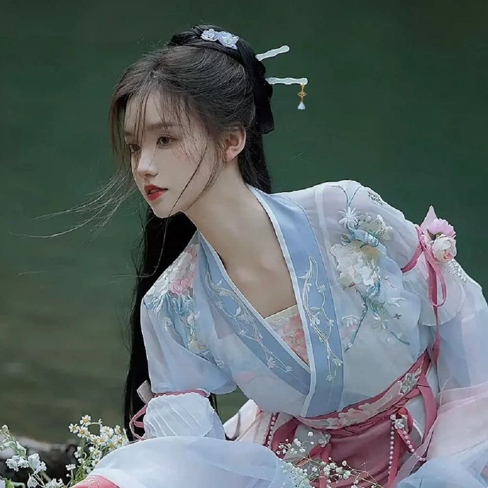 Hanfu Hair Sticks Chinese Style Acetate Hairpins Hair Fork Leaf Pendent Tassel Flower Pendent Hair pins(C) : Beauty & Personal Care