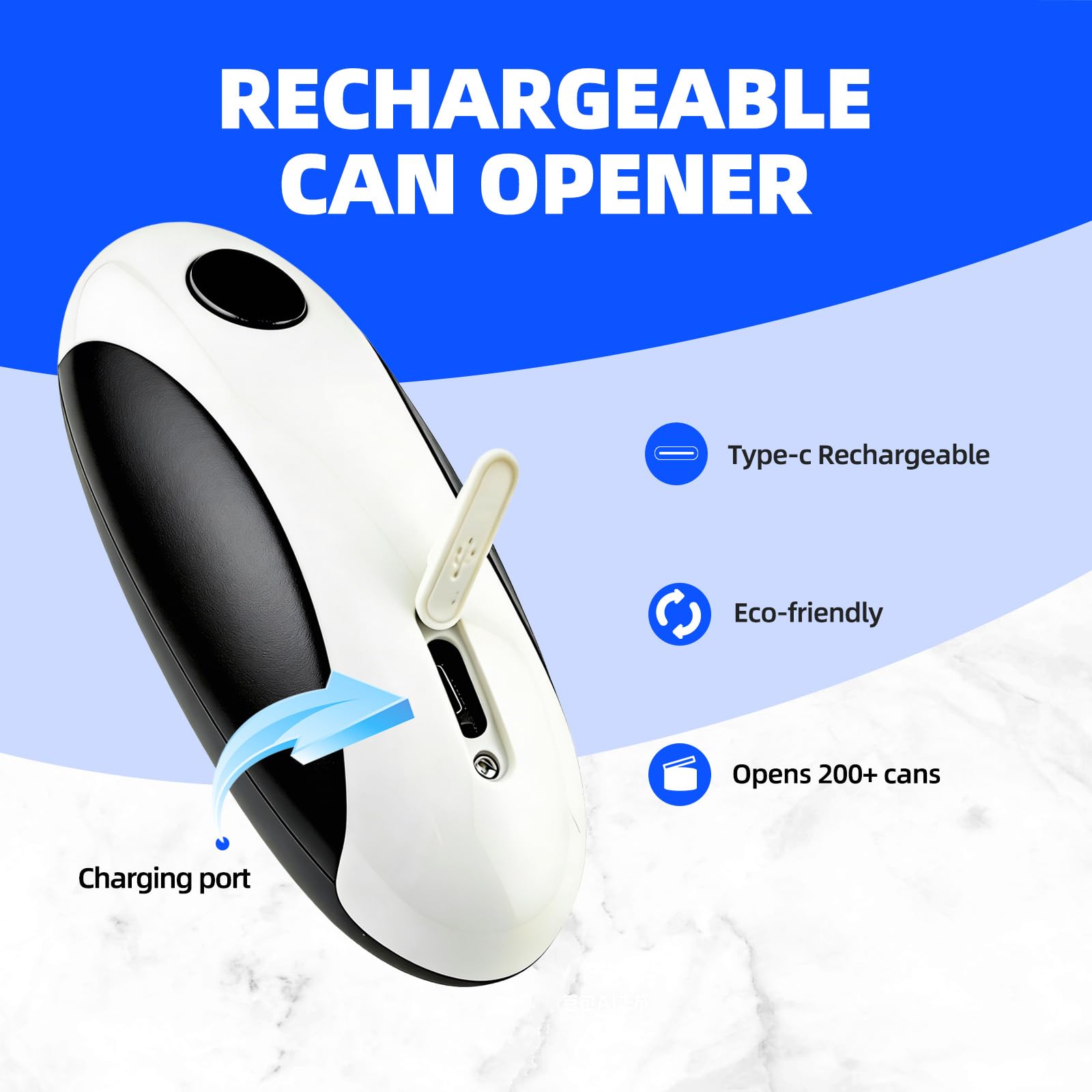 Abrelatas eléctrico magnético recargable, carga rápida tipo C, borde suave, para personas mayores, personas con artritis y usuarios de baja fuerza de agarre