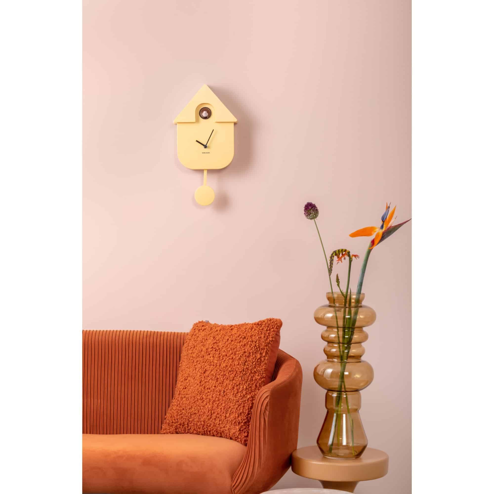 Karlsson Pendule Horloge Coucou Murale Moderne (Jaune Doux - KA5768LY)