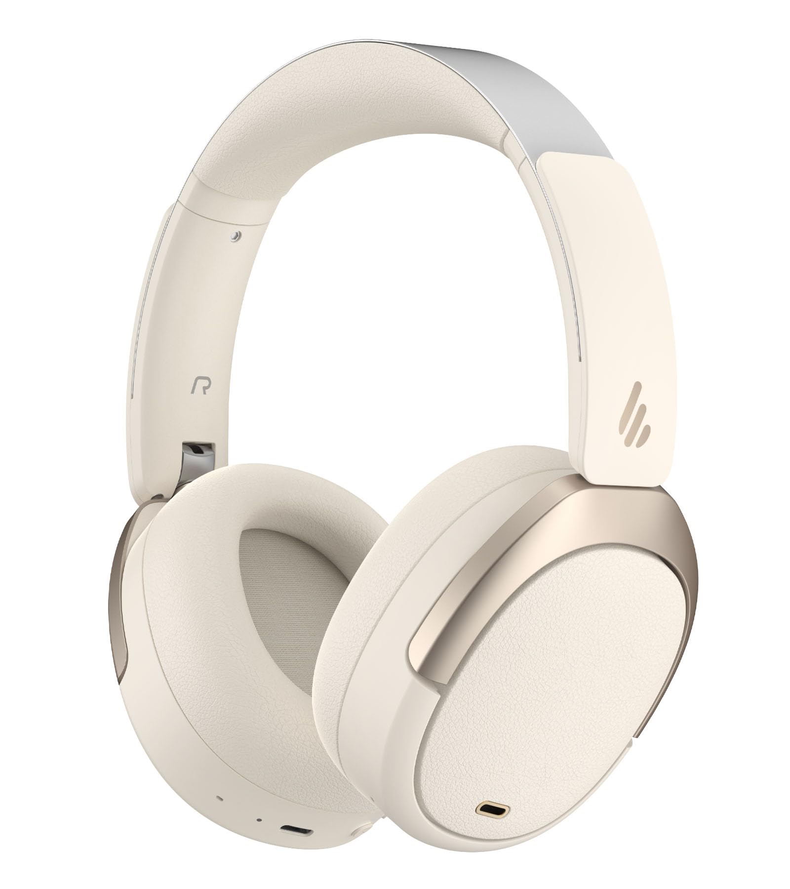 Edifier W80 Faltbare Over-Ear-Bluetooth-Kopfhörer mit aktiver Geräuschunterdrückung (-49 dB), LDAC Hi-Res kabelgebunden und kabellos, AI Clear Call, Schnellladung, Multipoint-Verbindung, Elfenbein