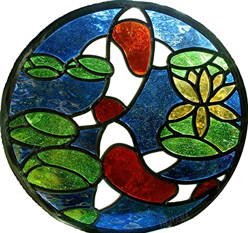 HCHANA Targa rotonda in metallo con pesce di carpa giapponese Koi per bar, decorazione da parete, diametro 30,5 cm