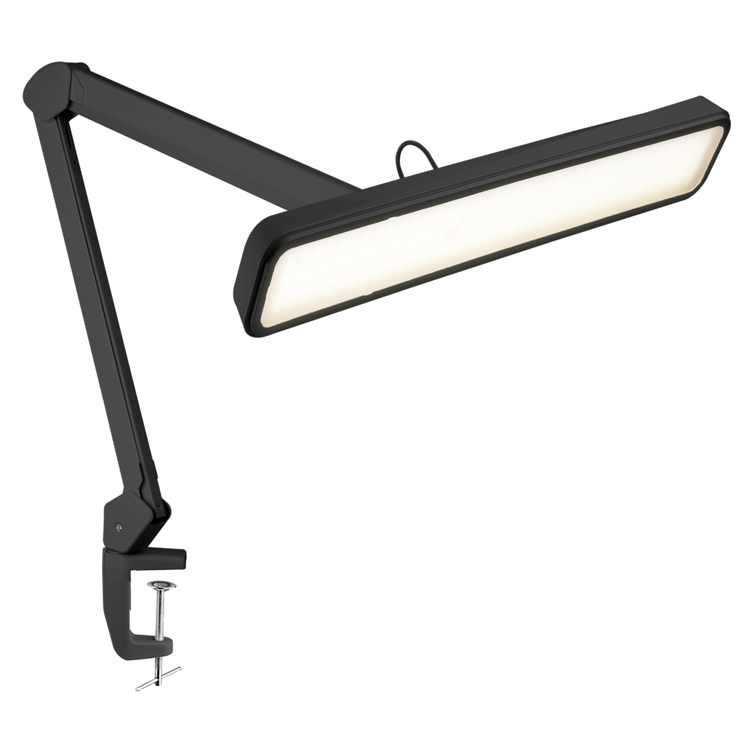 Neatfi XL 2.500 Lumen 30W LED-Arbeitslampe – 56 cm breiter Lampenkopf | 324 SMD-LEDs | 5 Lichtmodi | 3000K–6000K | Dimmbar | Schreibtischlampe für Zuhause & Büro (Schwarz, CCT mit Klemme)