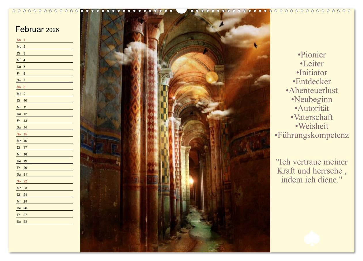 Tarot. Spirituell durch das Jahr (Wandkalender 2026 DIN A2 quer), CALVENDO Monatskalender: Mit dem Tarot glücklich durch das Jahr!