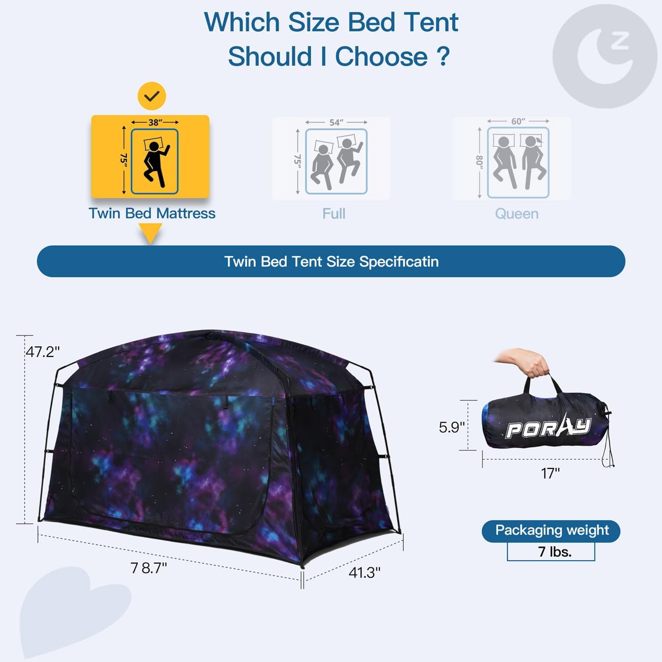 Bed Tent,Portable Privacy Sleeping Bed Canopy,Blackout 90% Drapes for Kids and Adult,Indoor Space Tent with Breathable Large Mesh Windows