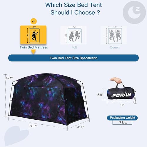 Miniatura 4 de Bed Tent,Portable Privacy Sleeping Bed Canopy,Blackout 90% Drapes for Kids and Adult,Indoor Space Tent with Breathable Large Mesh Windows