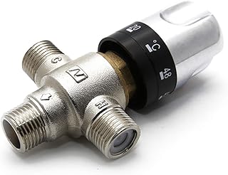 JTRHD Termostatyczny zawór mieszający regulowana temperatura wody i przeciwoparzeniowy mosiądz termostatyczny zawór mieszający szybkie złącze regulacja regulacja regulacja temperatury termostatyczny (kolor: Srebrny, rozmiar: DN15)