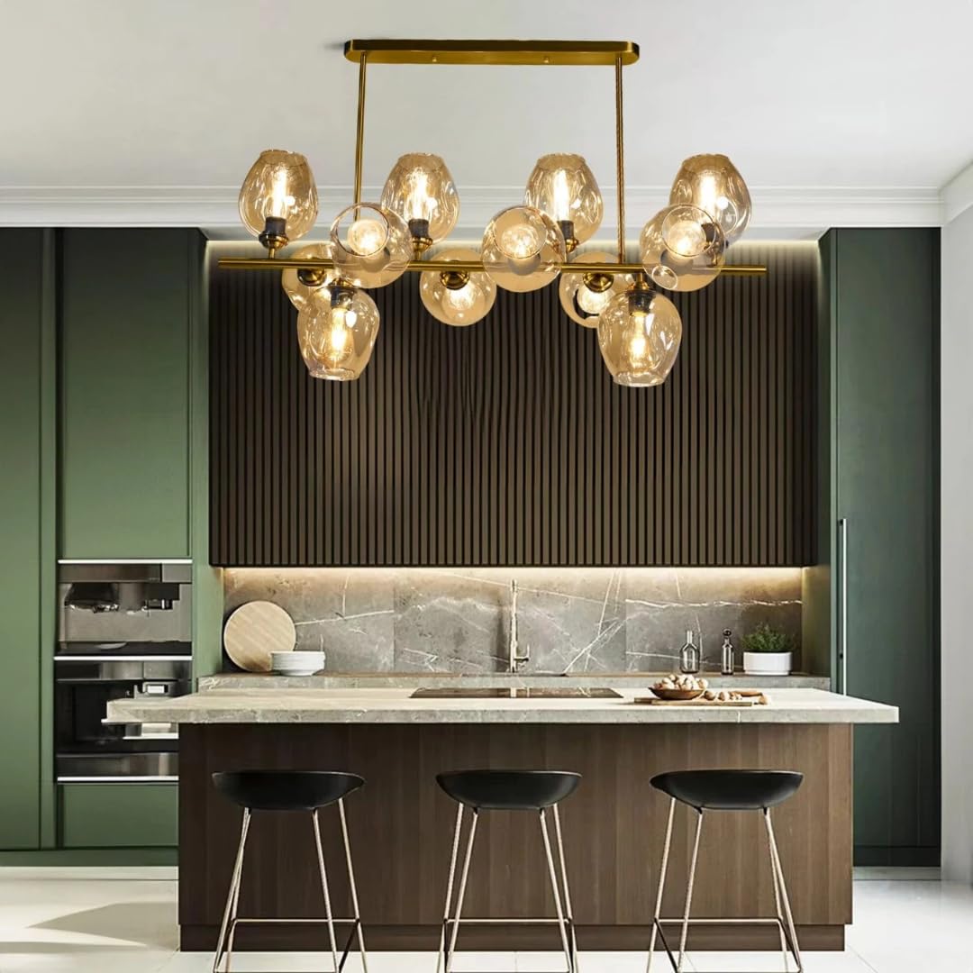 Harold Electricals Efivos Exodus Grey Glass 12 Head Dining Chandelier | Modern Chandelier Light Fixture for Hallway, Living Room, Hotel & Entryways - 36inch Width Black Body (Bulb Not Included)-image-6