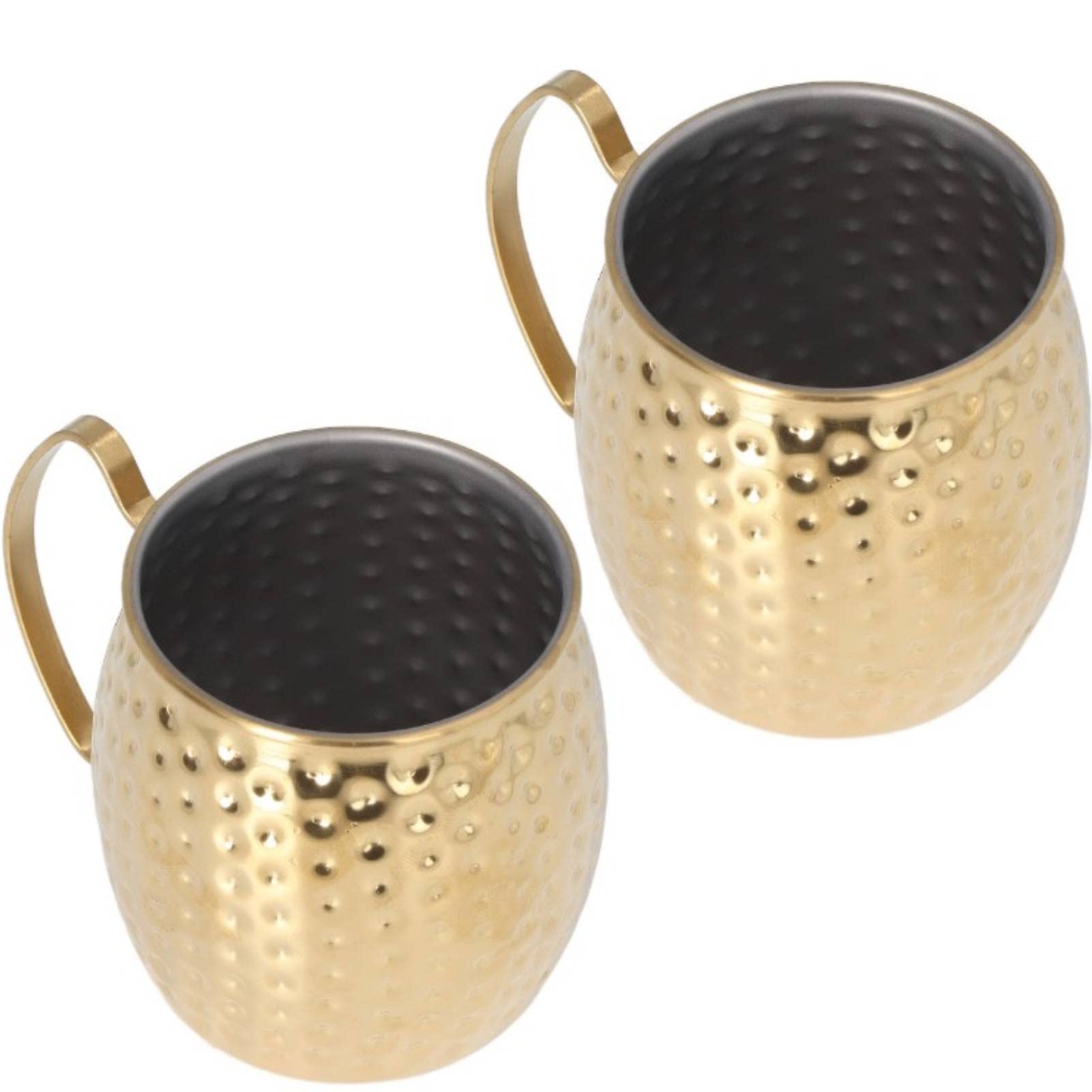 Moscow Mule Mugs Set of 2, 500ml Large Capacity Cocktail Mug Exquisite Stainless Steel Moscow Mule Mugs for Bars Hotels Restaurants(gold)