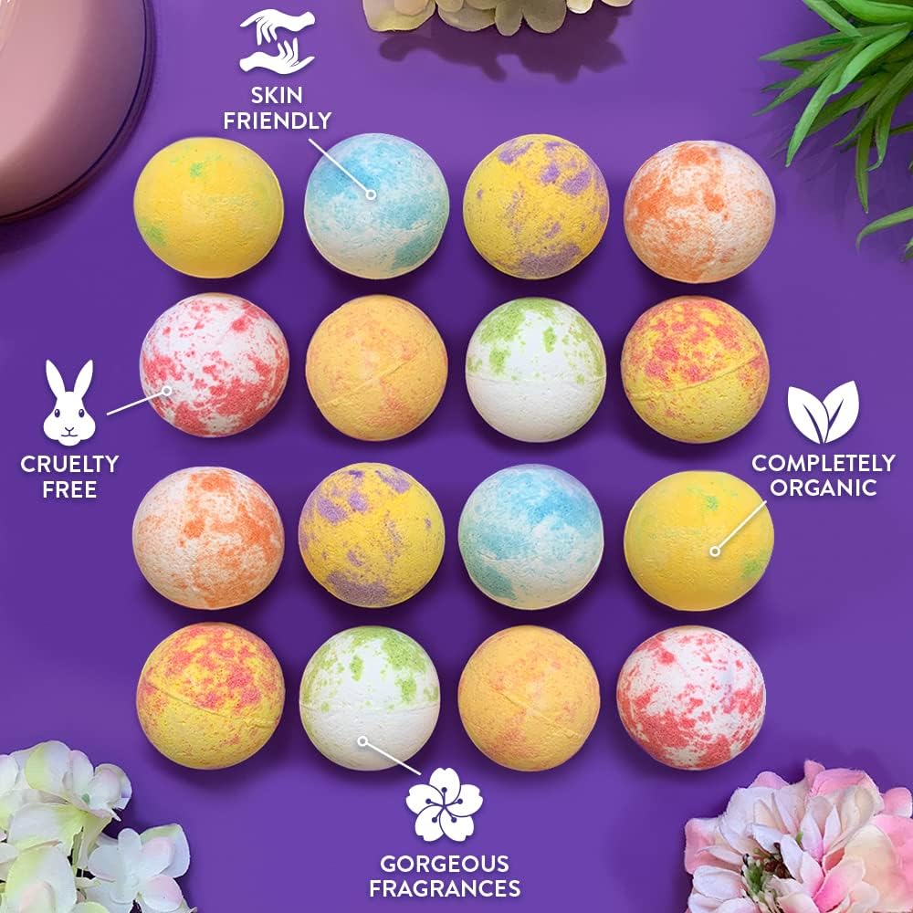 16 x Bath Bombs Gift Set from Zimpli Gifts for Women, Her, Girls