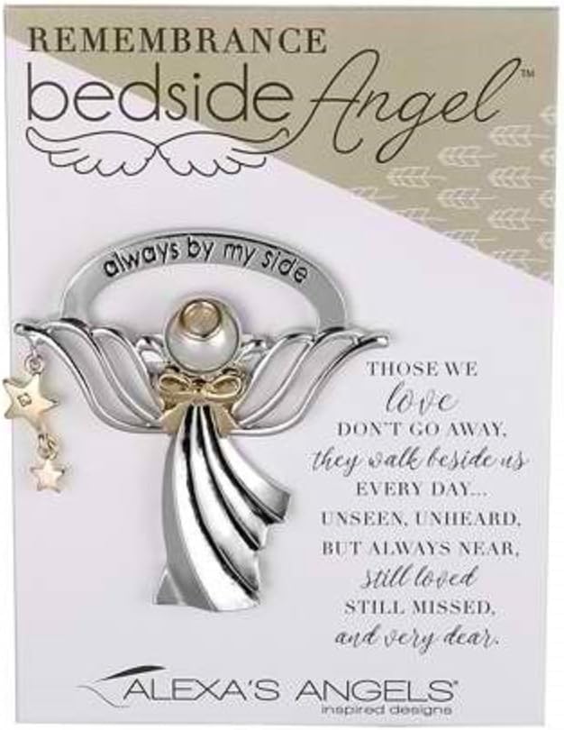 Always By My Side Angel Silver Tone 2 x 2.5 Metal Bedside Tabletop Figurine