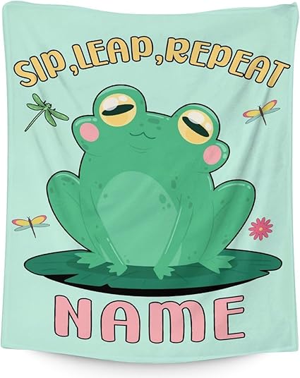 Mercuryelf Custom Frog Throw Blanket - Soft, Fuzzy & Warm - 30x40 Inches Small Blankets for Lap, Crib - Light Green Funny Throws Gift for Baby