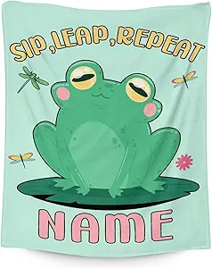Mercuryelf Custom Frog Throw Blanket - Soft, Fuzzy & Warm - 30x40 Inches Small Blankets for Lap, Crib - Light Green Funny Throws Gift for Baby