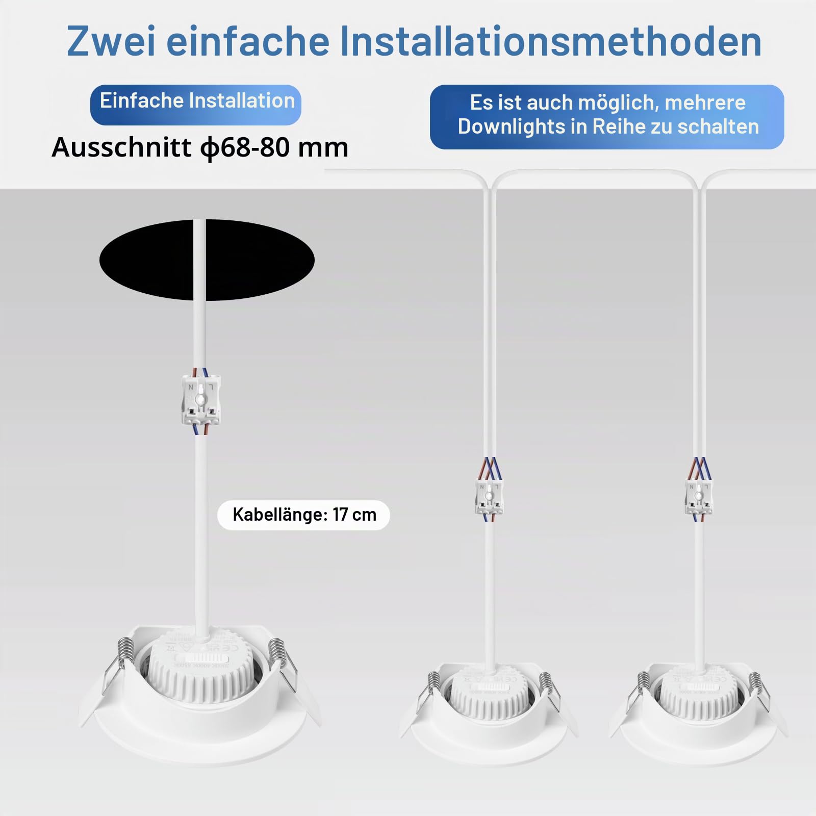 YindaLux LED Einbaustrahler 230V LED Spots 5W Dimmbar 68mm, IP44 Deckenspots 45° Schwenkbar, Warmweiß Neutralweiß Kaltweiß, Spots Deckenleuchte für Badezimmer Küche Wohnzimmer, Weiß 6er Set
