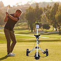 Vista 2 de Carrito de empuje de golf plegable de 3 ruedas, marcador de carretilla para botella de agua, soporte de bebida de aluminio, rueda delantera